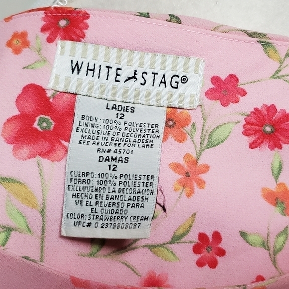 VINTAGE White Stag Orange Pink Floral Tiered Short Sleeve Maxi Summer Dress 12 - Picture 12 of 12